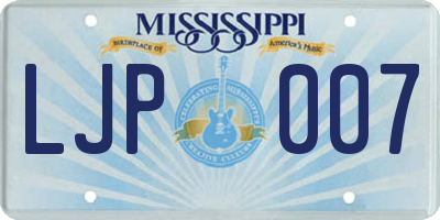 MS license plate LJP007