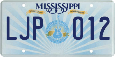 MS license plate LJP012