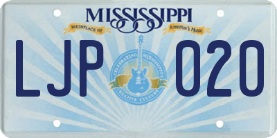 MS license plate LJP020