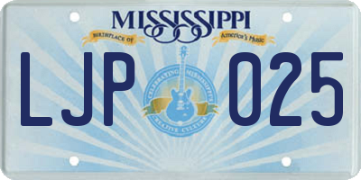 MS license plate LJP025