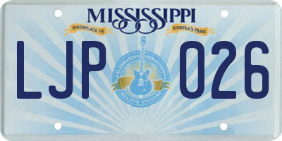 MS license plate LJP026