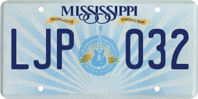 MS license plate LJP032
