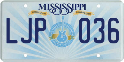 MS license plate LJP036