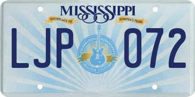 MS license plate LJP072