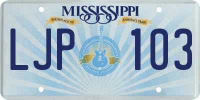 MS license plate LJP103