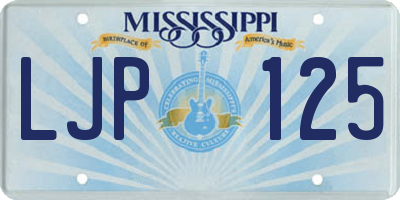 MS license plate LJP125