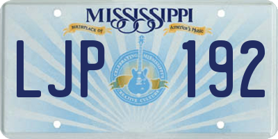 MS license plate LJP192
