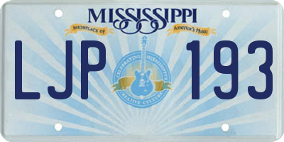 MS license plate LJP193
