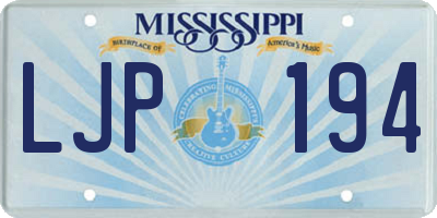 MS license plate LJP194