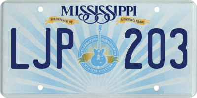 MS license plate LJP203
