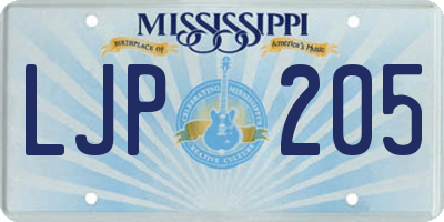 MS license plate LJP205