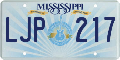 MS license plate LJP217