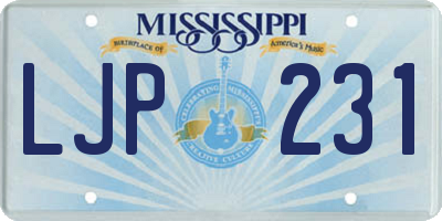 MS license plate LJP231