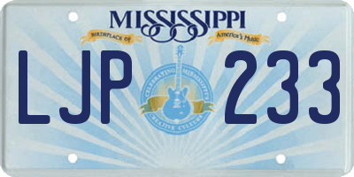 MS license plate LJP233