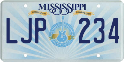 MS license plate LJP234