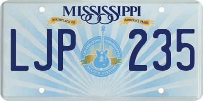 MS license plate LJP235