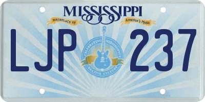 MS license plate LJP237