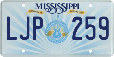 MS license plate LJP259