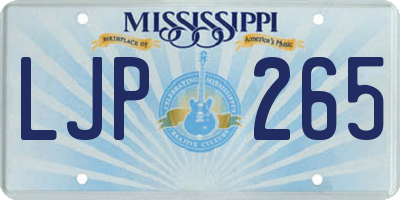 MS license plate LJP265