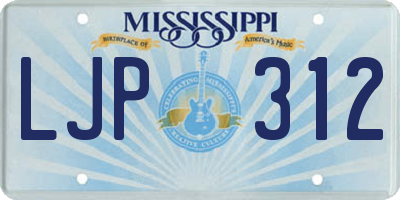 MS license plate LJP312