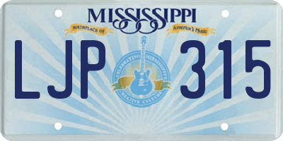 MS license plate LJP315