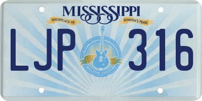 MS license plate LJP316