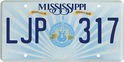 MS license plate LJP317