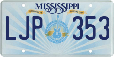 MS license plate LJP353