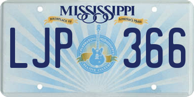 MS license plate LJP366