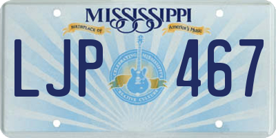 MS license plate LJP467