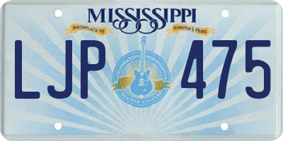 MS license plate LJP475