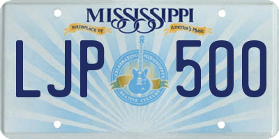 MS license plate LJP500