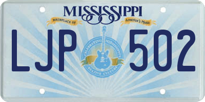 MS license plate LJP502