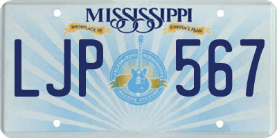 MS license plate LJP567
