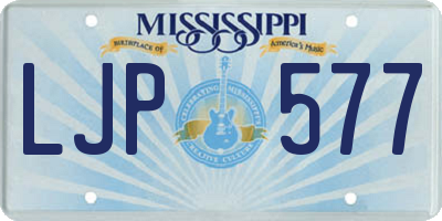 MS license plate LJP577