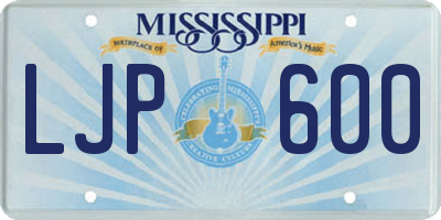 MS license plate LJP600