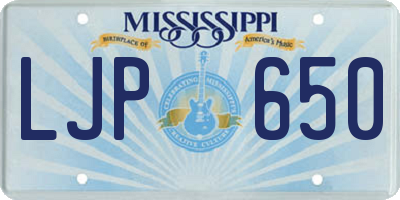 MS license plate LJP650