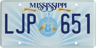 MS license plate LJP651