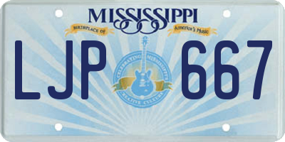MS license plate LJP667