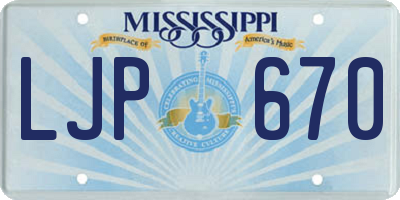 MS license plate LJP670