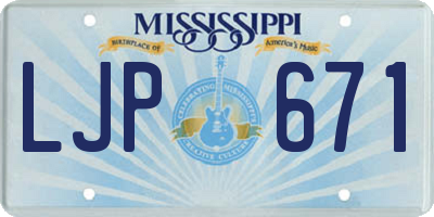MS license plate LJP671