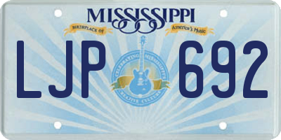 MS license plate LJP692