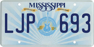 MS license plate LJP693