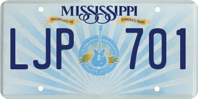 MS license plate LJP701
