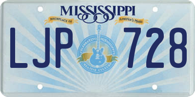 MS license plate LJP728