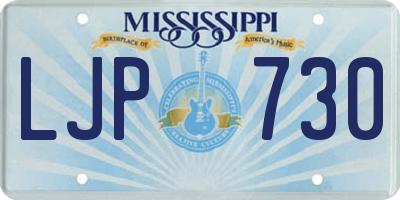 MS license plate LJP730