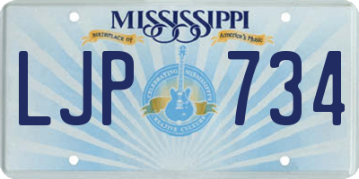 MS license plate LJP734