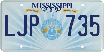 MS license plate LJP735