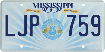 MS license plate LJP759