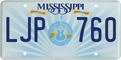 MS license plate LJP760